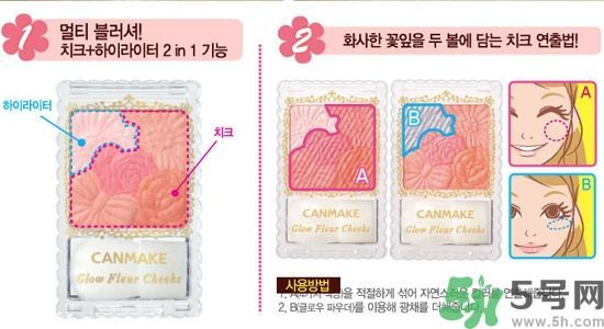 canmake花瓣腮紅色號對比圖？canmake五色花瓣腮紅試色