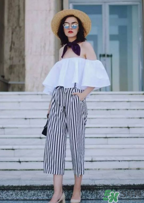 條紋闊腿褲配什么上衣？條紋闊腿褲搭配上衣圖片