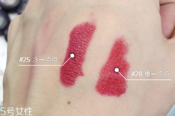 嬌蘭寶石口紅25還是28？兩款冰冰紅大比拼
